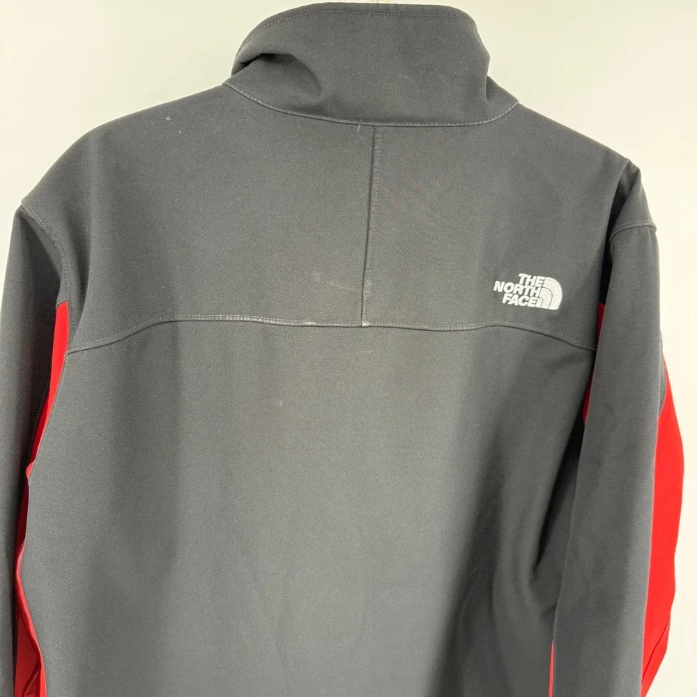 The North Face Men's Large Black Red Softshell Jacket Fleece Lined Heavyweight